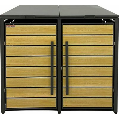 Scorpion elektro s.r.o Přístřešek na 2 popelnice D03GW2 antracit/hnědý – Zboží Mobilmania