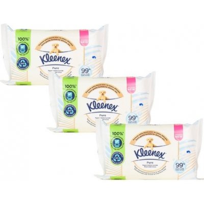 Kleenex Pure Vlhčené ubrousky 3 x 38 ks – Hledejceny.cz