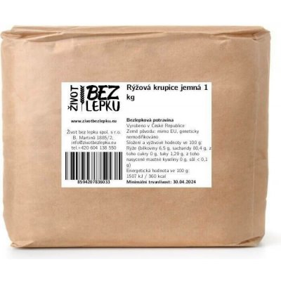 Život bez lepku Rýžová krupice jemná 1 kg – Sleviste.cz