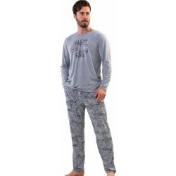 1P1365 cestovatel pánské pyžamo dlouhé šedé