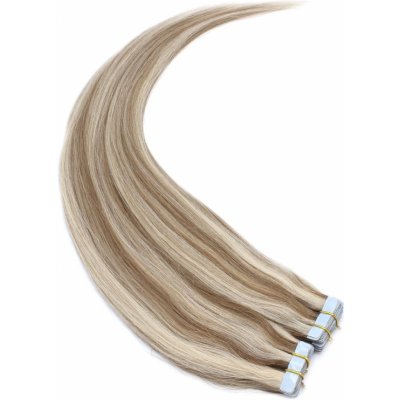 40cm Tape hair pu extension Tape in lidské vlasy remy platina/světle hnědá – Zboží Dáma