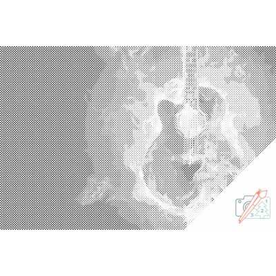 Vymalujsisam.cz Tečkování - Hořící kytara Velikost: 40x60cm, Rámování: Na dřevěné desce, Barva teček: Modrá – Zbozi.Blesk.cz