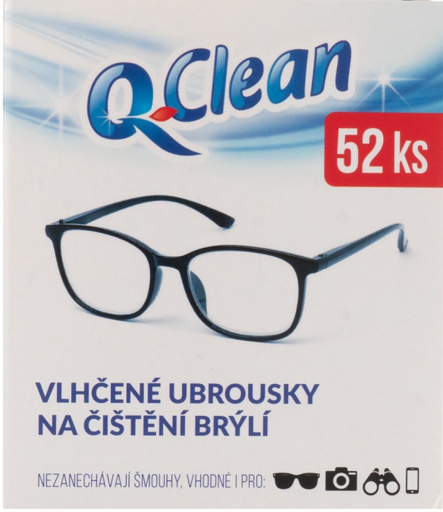Q Clean Vlhčené ubrousky na čištění brýlí 52 ks | Srovnanicen.cz