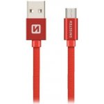 Swissten 71522306 USB 2.0, zástrčka A - zástrčka micro B, opletený, 2m, červený – Zboží Mobilmania