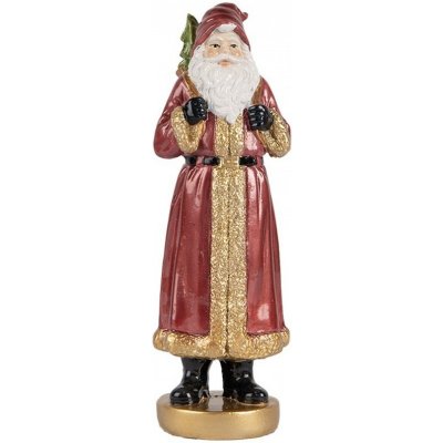 Clayre & Eef Červená vánoční dekorace Santa v kožichu a pytlem dárků - 6*5*15 cm – Hledejceny.cz