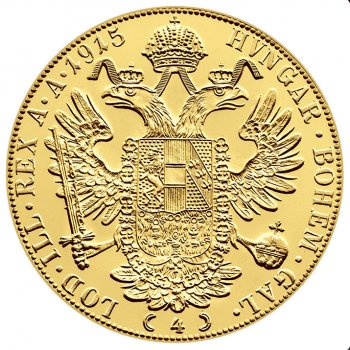 Münze Österreich Zlatá mince 4 Dukát Františka Josefa I. 1915 Novoražba 13,96 g