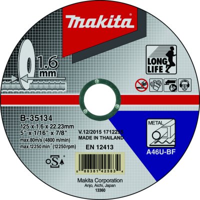 Makita B-35134 řezný kotouč 125x1,6mm ocel – Hledejceny.cz
