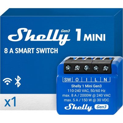 Shelly 1 Mini Gen3 spínací modul 1x 8A (WiFi, Bluetooth) SHELLY-1-Mini-Gen3 – Zboží Živě