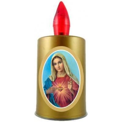 Maják Svíce hřbitovní LED zlatá s červeným plamínkem Panna Marie – Zboží Mobilmania