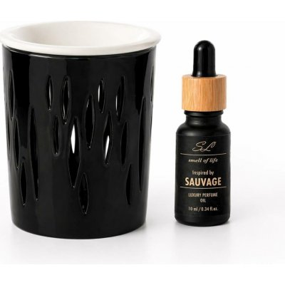 La Vie Est Belle aroma lampa černá + parfémovaný olej Sauvage – Sleviste.cz