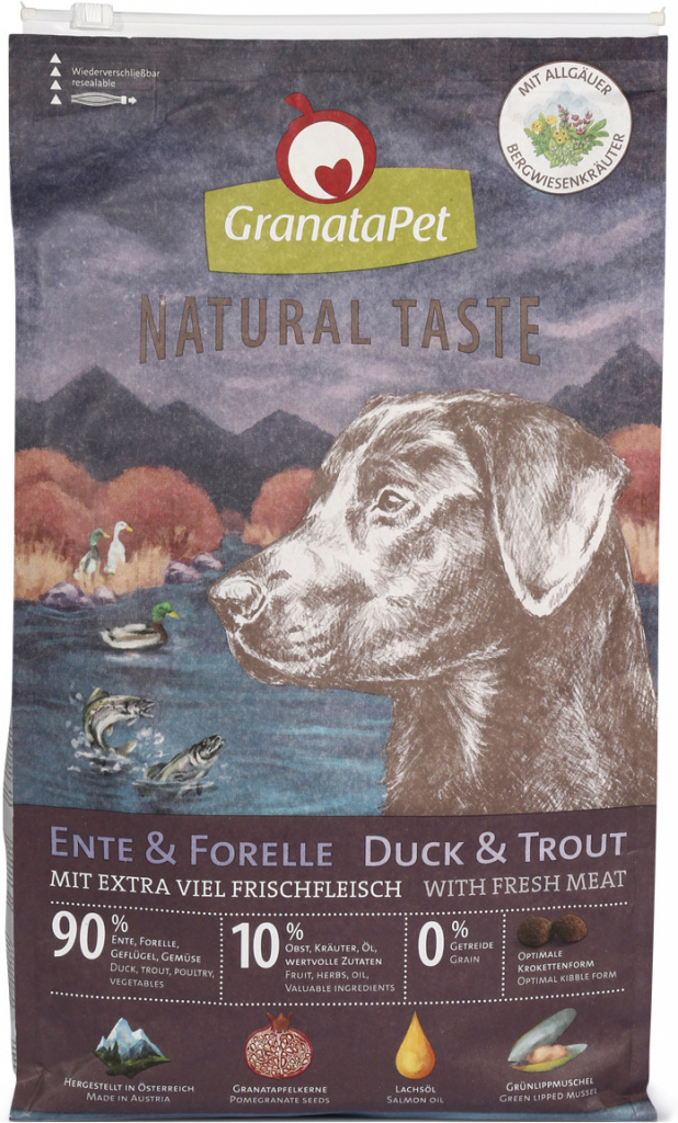 GranataPet Natural Taste s kachnou a pstruhem 4 kg