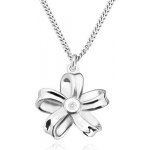 Šperky eshop Stříbrný lesklá stuha květ s pěti okvětními lístky a s briliantem S59.11 – Zboží Mobilmania