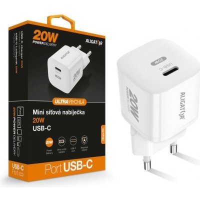Chytrá mini síťová nabíječka ALIGATOR Power Delivery 20W, USB-C, bílá – Zbozi.Blesk.cz