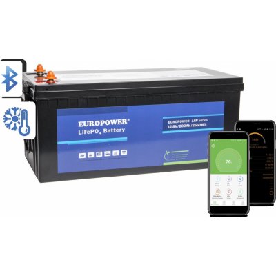 LiFePO4 EUROPOWER LFP 12,8V 200Ah Bluetooth – Zboží Živě