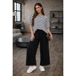 Fashionweek dámský viskózový komplet pruhovaná halenka a široké kalhoty 5444 černý – Sleviste.cz