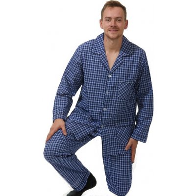 1PF0015 pánské pyžamo dlouhé propínací modré – Zboží Dáma