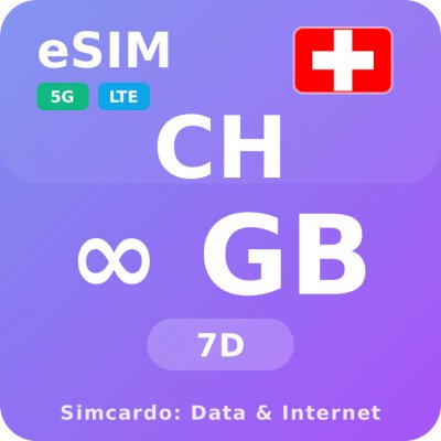 Švýcarsko Neomezený Mobilní Internet - eSIM 7 dní datová SIM karta – Zboží Mobilmania