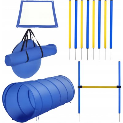 PawHut Sada agility pro psy žlutá modrá, tunel 148x60 cm, 3,6 kg – Hledejceny.cz