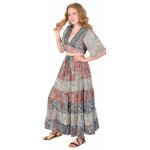 Sanu Babu Dlouhé dvoudílné šaty s krátkým rukávem modro-růžové guma v pase potisk AJ M Modrá – Hledejceny.cz