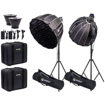 VILTROX Set 2x Weeylite Ninja 300 - COB LED světlo + 2x softbox, 2x stativ, 2x Bowens adaptér – Hledejceny.cz