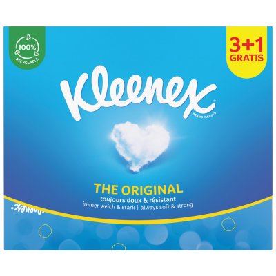 Kleenex Original papírové kapesníčky v krabičce 3-vrstvé 4 × 80 ks – Hledejceny.cz