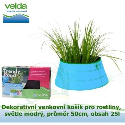 Dekorativní venkovní košík pro rostliny, světle modrý, průměr 50cm, obsah 25l - Velda Trendy Pond – Zboží Mobilmania