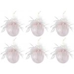 Růžové ozdoby s peříčky - 6ks - Ø 8 cm - J-Line by Jolipa – Hledejceny.cz