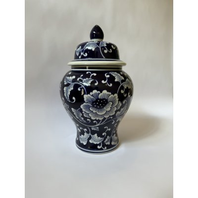 PORCELÁNOVÁ VÁZA S VÍKEM 36 cm - KOBALTOVÁ MODŘ – Hledejceny.cz