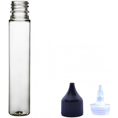 Via Plastová lahvička čirá vysoká s černou špičkou Via 25 ml – Sleviste.cz