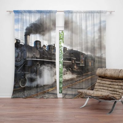 Závěsy Parní lokomotiva: 2 ks - 140x250 cm - Sablio – Hledejceny.cz