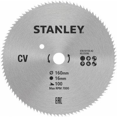 Stanley 10155 Pilový kotouč pro příčné řezy 160 x 16 mm, 100 zubů – Zboží Mobilmania
