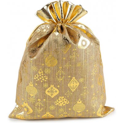 Prima-obchod Vánoční dárkový pytlík 30x40 cm imitace juty barva 1 režná přírodní zlatá – Zboží Dáma