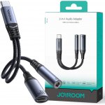 Joyroom SY-C02 adaptér 2v1 rozbočovač USB-C na 1x USB-C/1x Jack 3.5mm - Black – Zboží Mobilmania