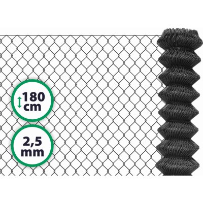 Pletivo poplastované výška 180 cm bez ND (2,5 mm; 50x50 mm; PVC; antracit) – Zboží Mobilmania