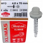 Samořezný střešní farmářský šroub KLIMAS 4,8 x 70 SW8 RAL 9006 Bílý hliník s podložkou EPDM (200 ks/bal) – Zboží Mobilmania