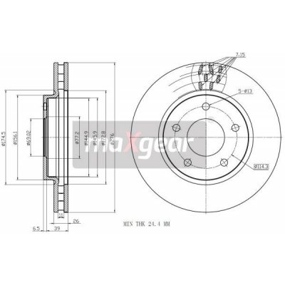 Brzdový kotouč MITSUBISHI přední LANCER 08- 203057 MAXGEAR – Hledejceny.cz