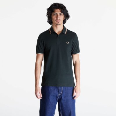 FRED PERRY Twin Tipped Polo Short Sleeve Tee Night Green/ Warm Grey/ Light Rust