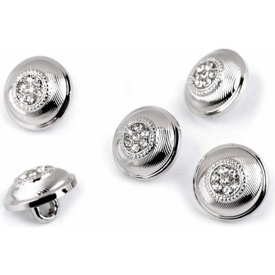 Kovový knoflík s kamínky velikost 16", velké, nikl crystal – Zboží Dáma
