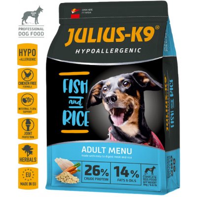 Julius K9 Adult Hypoallergenic RYBA A RÝŽE 3 kg