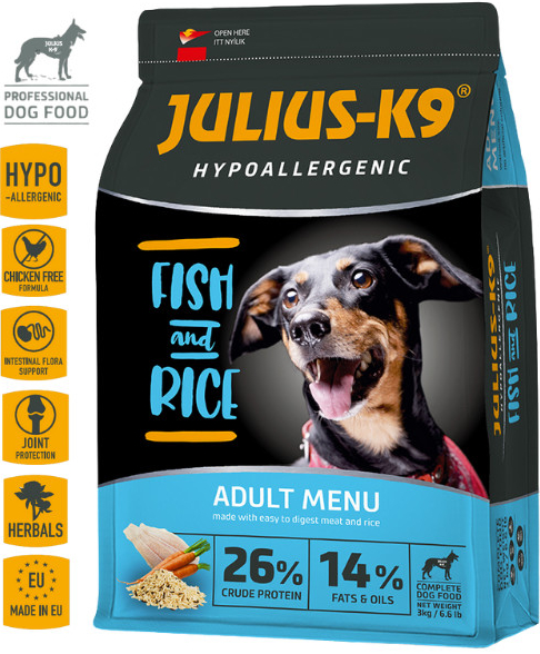 Julius K9 Adult Hypoallergenic RYBA A RÝŽE 3 kg