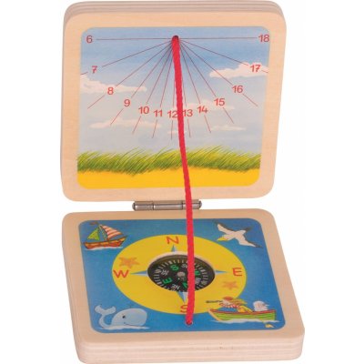 Goki Dětský kompas - Sluneční hodiny dřevěné