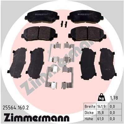 Sada brzdových destiček, kotoučová brzda ZIMMERMANN 25564.160.2 – Zboží Mobilmania