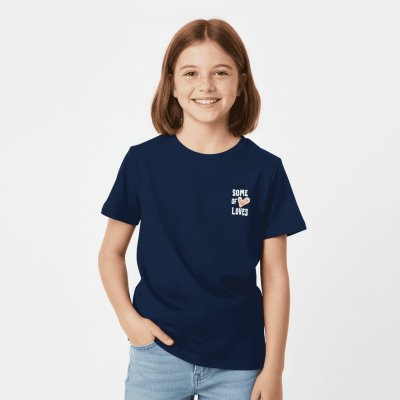 Dívčí tričko s krátkým rukávem a srdíčkem tmavě modrá – Zboží Mobilmania