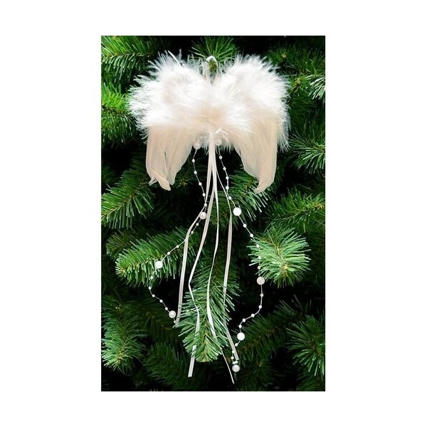 Vánoční dekorace Andělská křídla 13 x 15 cm bílá