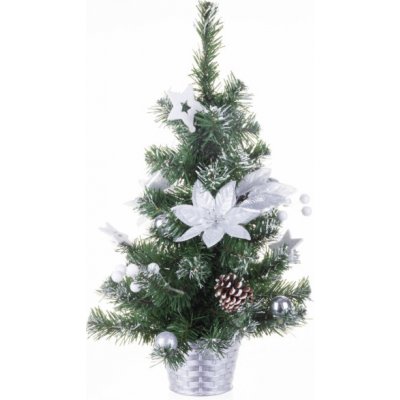 MagicHome Vánoční stromeček, zdobený, stříbrný, květina, 30 cm – Hledejceny.cz