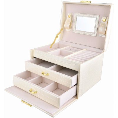 Troli prostorná moderní šperkovnice se zrcátkem VJBB001 bílá – Zboží Mobilmania