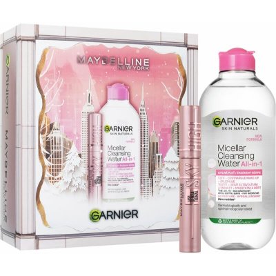 Maybelline New York Merry Christmas! řasenka 7,2 ml + Garnier Skin Naturals micelární voda pro citlivou pleť 400 ml kosmetická sada – Zboží Dáma