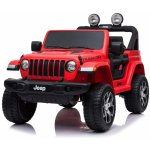 Beneo elektrické autíčko Jeep Wrangler dvoumístné kožená sedadla Rádio s Bluetooth přehrávačem SD / USB vstup Pohon 4x4 12V10Ah Baterie EVA kola Odpružené nápravy 24 GHz červená – Zboží Mobilmania