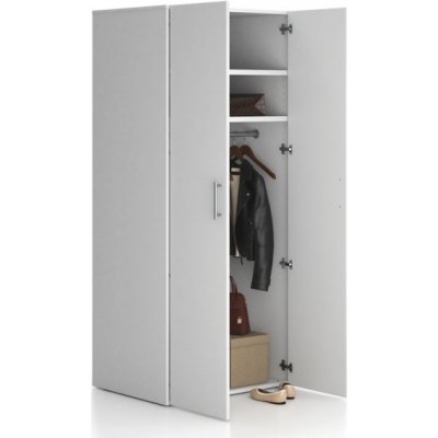Solid, Kancelářská šatní skříň vysoká šatní tyč, 2 police, 800 x 600 x 1830 mm, bílá – Zboží Dáma