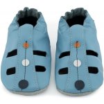 Carozoo Kožené capáčky s koženou podrážkou modré sandále Modrá – Zboží Dáma